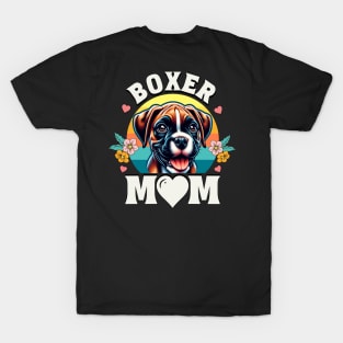 Colorful Boxer Mom Retro Sunset Dog Lover T-Shirt